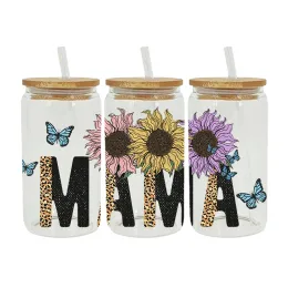 UV DTF Transfer Sticker MAMA Themed For The 16oz Libbey Glasses Wraps Bottles Cup Sticker DIY Waterproof D2863