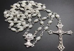 Colares pendentes 10pcsset branco 64 mm de vidro de pêra oval de pêra oval rosario colar pérola fofa center49360498155752