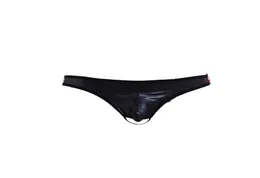 Spandex Men Sexy Thongs G String Jockstrap гей нижнее белье Черная искусственная кожа Open Bott Незащитники без промежности сисси трусики Thongs7615832