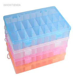 IsHowtienda 1pc 조정 가능한 24 구획 투명 플라스틱 저장 상자 보석 귀걸이 귀걸이 작은 물건 Caja de almacenaje3922309