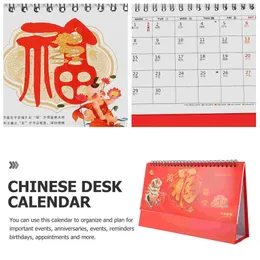 Mini Desk Calendar Schedule Chinese Style Calendar Decor Planner Calendar Spiral Binding Calendar Office Accessories