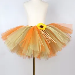 Gonna tutu girasole autunnale per ragazze outfit del Ringraziamento per bambini Spaventapasseri costumi di Halloween con cappello da stregone bambini soffici tutus