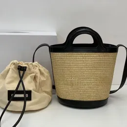 Designer Woven Bags Summer New Cowhide Braid Splicing Travel Single Shoulder Crossbody Beach Women Basket Bag 22 24 35 cm