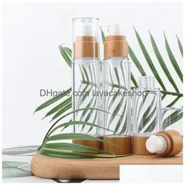 保管ボトルジャー15ml30ml50ml天然竹as airless bottle as as cosmetics透明ポンプヘッドトラベル化粧品トナーlo dhbke