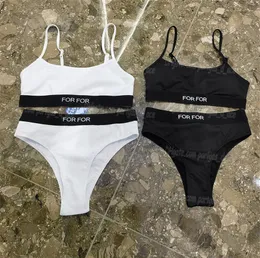 Mektuplar İşlemeli Bikinis Kadınlar Plaj Sutyen Kılavuzları Set Seksi Yastıklı Push Up Wirefree Sportif İç Çamaşır Mayo Kontrast Renkli Mayo Takımlar