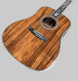 Deluxe Koa高品質のアコースティックギター、黒檀の指板と橋、アワビのシェルバインディング、モザイク
