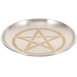 Pentagram ołtarza rytualna płyta naczynia płaska miska płonąca świecznik Oferujący tacę owocową metalową tacę biżuterii przekąska żywność