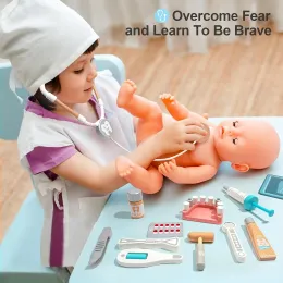 Wooden Doctor Kit for Kids Toddler Montessori Toy Medical Kit, Doktora RPLy-RPLE SET DO PREZENT PRETEND PLAY DENTIST Playset