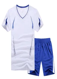 Fashion Mens v Neck Quik Dry T -Shirts mit Shorts Set Black White Casual Active Tracksuits Plus Size M7XL1423583