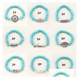 Charm Bracelets New Uni Bracelet Ethnic Style Jewelry Handmade Natural Turquoise Very Beautif Gift High Quality Drop Delivery Dhq1O