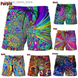 Shorts maschile New Summer Fashion Colorful 3D Trippy Psychedelic Abstract Art Pant Short Pant Shinding Shing Shimts Shing Shims Q240529
