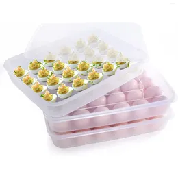 Förvaringsflaskor plastlock med hålande ägg kylskåp brickor 24 hållare nät med lådan stapelbara behållare devilerade rätter för ägg
