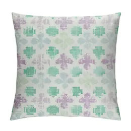 Fleur de Lis Throw Pillow Cushion Cover, Grunge Look Pastel Colors, Decorative Rectangle Accent Pillow Case를 가진 추상 구식 릴리 꽃,