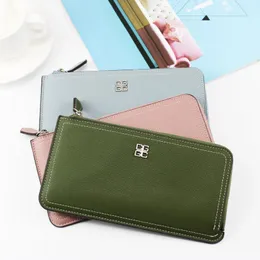 Plånböcker damer metall dragkedja multi-kort kreativt mode enkel student långa plånbok koreansk väska vackra pursar korthållare kvinna