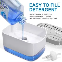 Liquid Soap Dispenser 2 In 1 Kitchen Scrub Detergent Push Type Pump Organizer Bathroom Tools