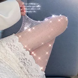 sexy gradient colored mesh fishnet stockings tight fitting pantyhose with shiny beads suitable for girl club parties 240518
