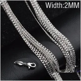 Chains 2Mm 925 Sterling Sier Side 16 18 20 22 24 26 28 30 Inches Plated Necklace For Women Female Fashion Jewelry Drop Delivery Neckla Dhuaz