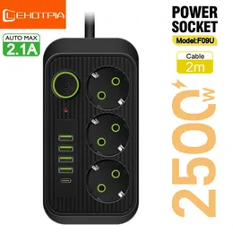 منافذ توصيل الاتحاد الأوروبي AC Multitap Socket Socket Scar الكهربائية مع USB Type C PD Fast Charging Network Filter Adapter 240523