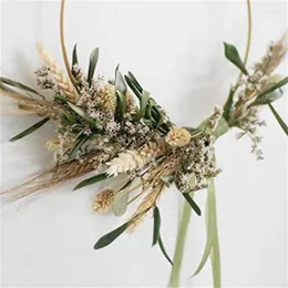 Decorative Flowers 30cm Naturally Dried Real DIY Handpicked Dry Hanging Ring Christmas Wreath Decorations Kids Gifts