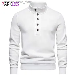 Herrenpullover weißer Rollkragenpullover Button Down Pullover für Hersteller Winter Winter Langarm Strick -Pullover Herren lässig weiche leichte Bodenhemd Q240530