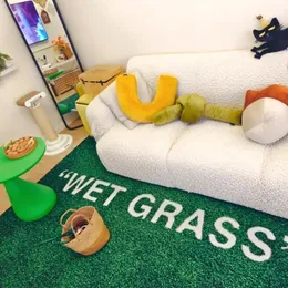 Wet Grass Carpet Luxury Green Grass Lounge Rug Y2k Area Rug Living Room Floor Mat Bedroom Bedside Window Sofa Rug Home Decor 240516