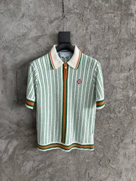 Мужские дизайнеры Polo рубашка трикотаж Casablanca рубашка Hollow Out Вертикальная полоса