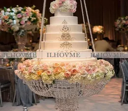 Diameter 40CM 45CM 60CM Luxury Hanging Cake Rack Wedding Cake Stand Transparent Crystal Beads Acrylic Main Table Decoration246l6670967