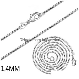 Correntes 1,4 mm 925 Colar de caixa estampada Colar Sterling Sier para homens Mulheres Fashion Lobster Fit Fit Jewelry Making 16 Drop Delivery Neck DHNRV