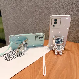 Glitter Quicksand Astronaut Stand Soft Case For Vivo Y22S Y20 Y15S