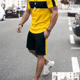 القمصان الرجالية تضع ثنائيات الأزياء Tracksuit Summer Fashion Cloths for Man Tshirt shorts 2 قطعة من أزياء الشوارع غير الرسمية بدلة كبيرة الحجم 220615 Dro Otzok
