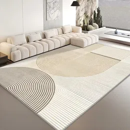 Enkel grädde stil vardagsrum matta förtjockad imitation kashmir hushåll soffbord filt stort område fläckbeständig och lättvård golvmatta