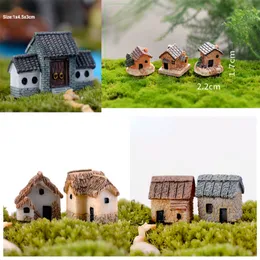 Chinese Antique Mini House Fairy Garden Miniatures Villa Castles Retro Building Village House Dollhouse DIY Accessories
