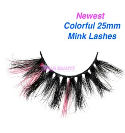 VMAE 5d Bunt Ombre 25mm Nerz Wimpern Siberian Minks Fell Wimpern sexy benutzerdefinierte Handelsbezeichnung Langflauschige Augenmischung Farbe Soft5191157