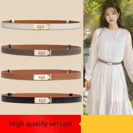 Women Leather Narrow Belt Fashion Lock Catch Dress Waist In Concise Decoration Pants Belt Width 1.8cm High-quality Designer Belt
