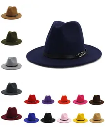 Designer Top Hats for Men Women Fashion Elegant Solid Fedora Hat Band Wide Brim Jazz Cappelli jazz eleganti Trilby Panama Caps1002485