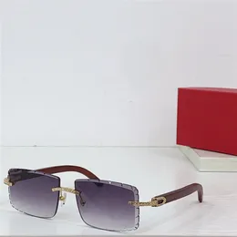 Novos óculos de sol quadrados de design de moda 0476s Metal Frame com Diamond Decoration Lens sem aro Lente de madeira templos de madeira simples e populares óculos de proteção UV400
