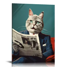Litter Box Reading Funny Cat Pet Painting Wall Plaque, Design By Artist Lucia Heffernan