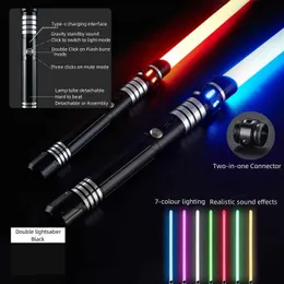 LED-Schwerter/Waffen LED LED Light Sticks Reikirc verbessertes Schwerkraft erfasst Lichtschwert 2-in-1 7-Farben Metall Laserschwert Ladung Spielzeugparty Lichtschwert WX5.29