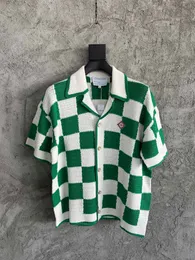 Мужские дизайнеры Polo рубашка трикотаж Casablanca Рубашка зеленый белый чек