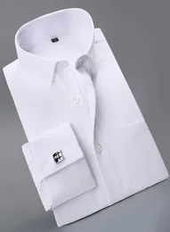 Whole 2020 New French Cuff Button Men Dress Shirts Classic Long Formal Business Fashion Shirts Camisa Masculina Cuffli5383174