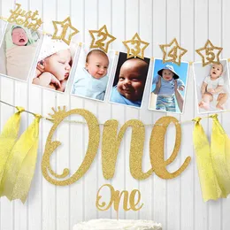 Star Holder Wall Photo Frame 1st party decorations kids Baby Shower One Years Birthday DIY Decorations Banners L2405