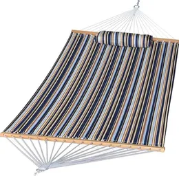 Hammocks quiltat tyg dubbel hängmatta tungt träkrepridare bar utomhus hänge 450 pund kapacitet h240530 i6l6