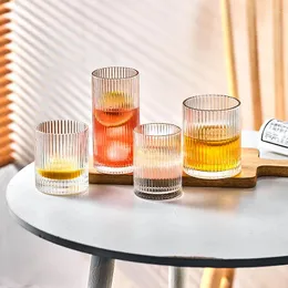 Wine Glasses 1pc 280ml 450ml Straight Vertical Striped Glass Cup Suitable For Coffee Latte Juice Milk Fruit Tea In Home Beer Gift