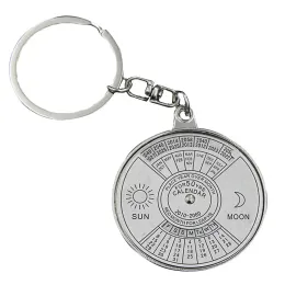 Perpetual Calendar Keychain Retro 50 Years Sun Moon Compass Keychain Keyring Valentine's Day Couple Gift Metal Compass Key Chain Pendant Bottle Opener