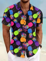 Pineapple Tropical Mens Shirt Summer Aloha Casual Holiday Spring Turndown Short Sleeve Stretch Fabric 240521