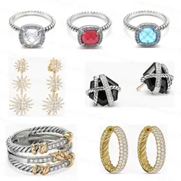 Brand dy torcido Ringos de designer vintage para homens homens coloridos diamantes 925 Brincos de girassol em prata esterlina anel de 18k Gold Bating Jewelry Gift