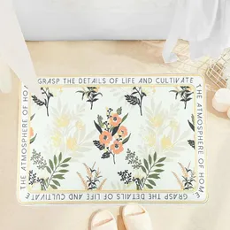 Carpets Silicone Printed Flowers Leaves Bathroom Doormat Non-slip Thickened Kitchen Bar Drain Placemats Insulated Mat Supplies
