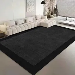 Teppich Nicht-Slip und einfaches nordisches Wohnzimmer Teppich minimalistische Schwarz Schlafzimmer Dekoration Bereich Teppich hochwertig bequem und weicher Tischmatte D240530