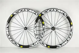 Cosmic Twill White Logo Road Bike Bieelset Clincher Carbon Alloy Wheelset Aluminum Brake Surface！