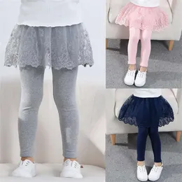New Cotton Baby Girls Leggings Lace Princess Saia-calça Primavera Autumn Childrechs Salia Salia Florser por 2-7 anos